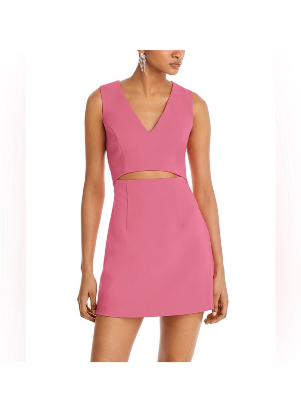 French Connection Pink V-Neck Cutout Mini Dress
